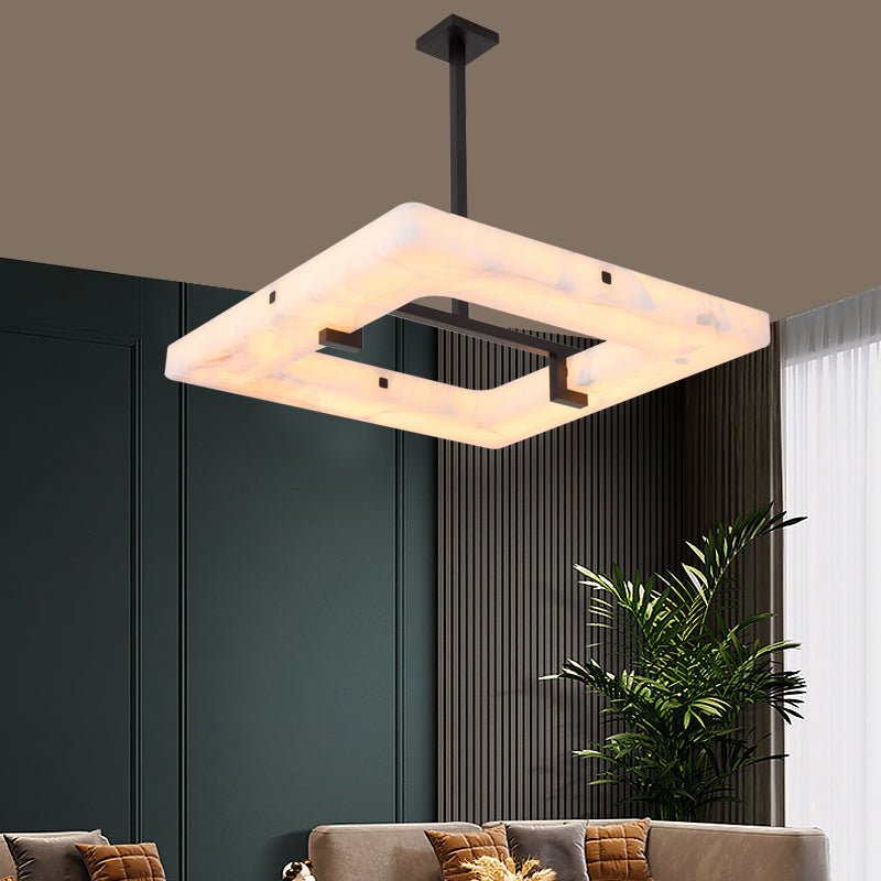 Maxine Modern Square Alabaster Living Room Chandelier - casivra