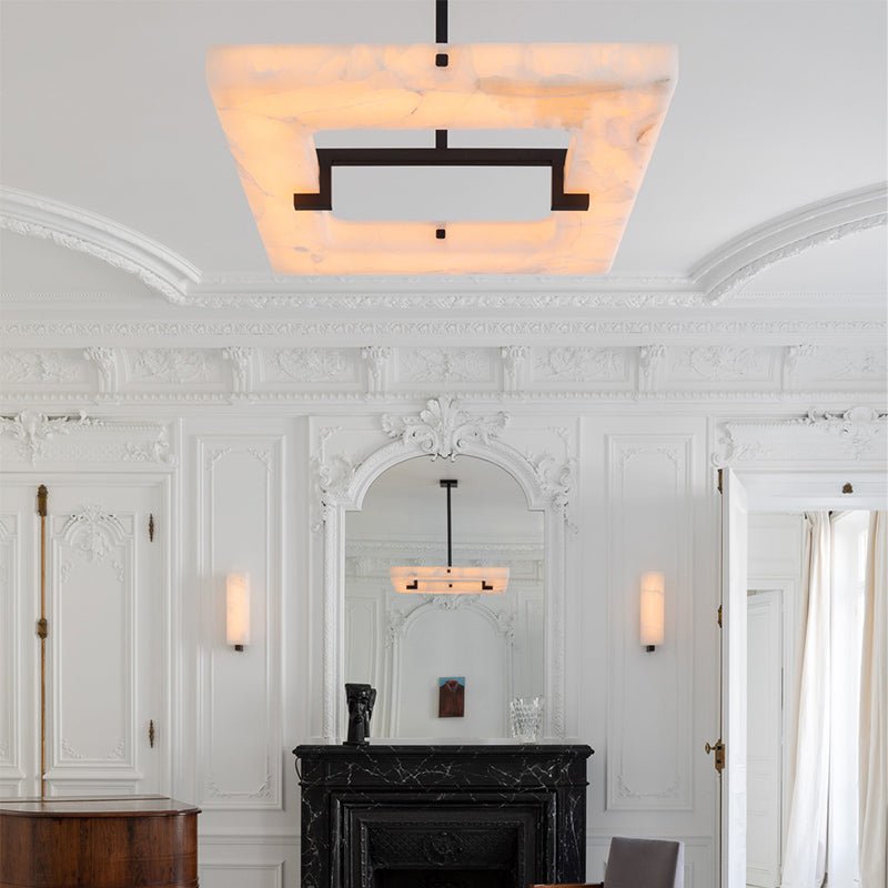Maxine Modern Square Alabaster Living Room Chandelier - casivra