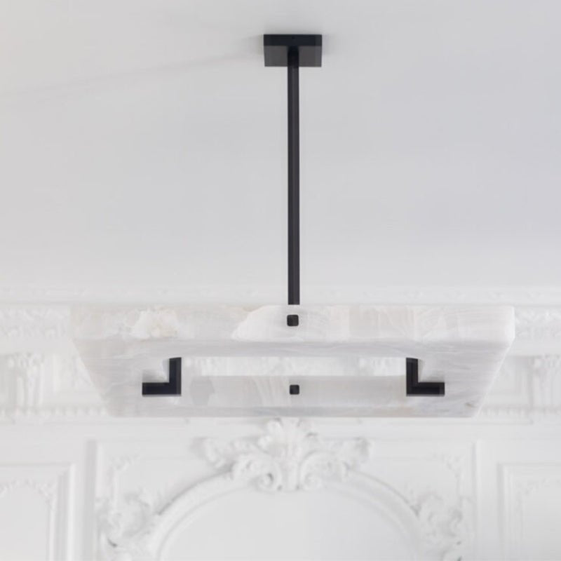 Maxine Modern Square Alabaster Living Room Chandelier - casivra