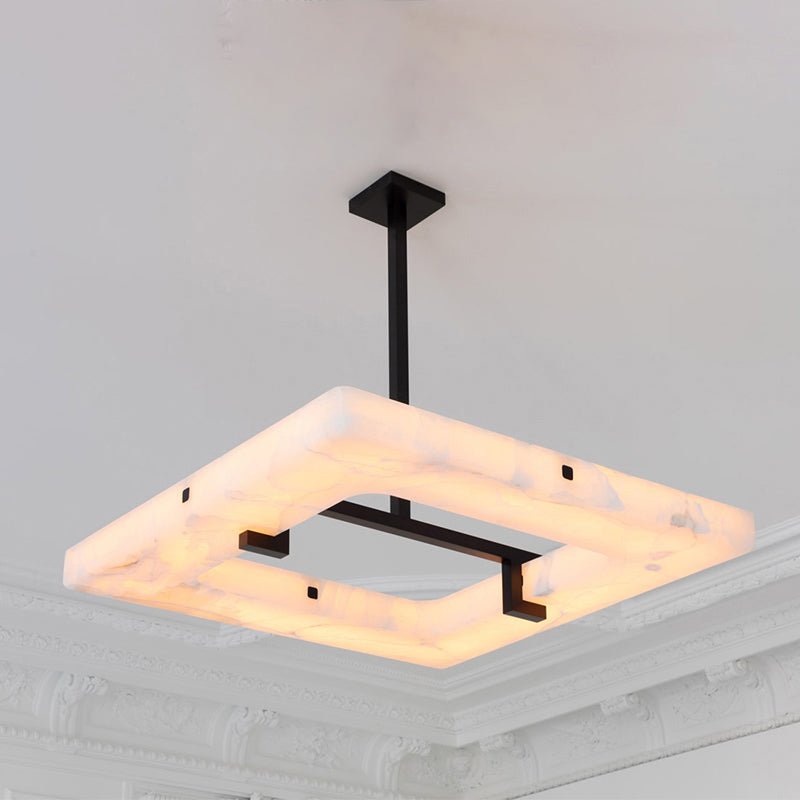 Maxine Modern Square Alabaster Living Room Chandelier - casivra