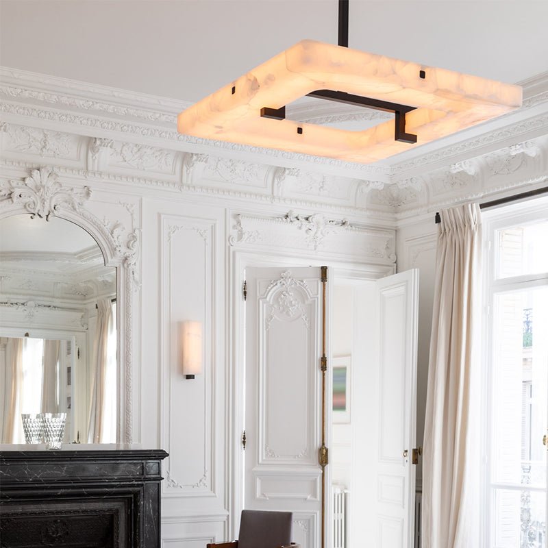 Maxine Modern Square Alabaster Living Room Chandelier - casivra