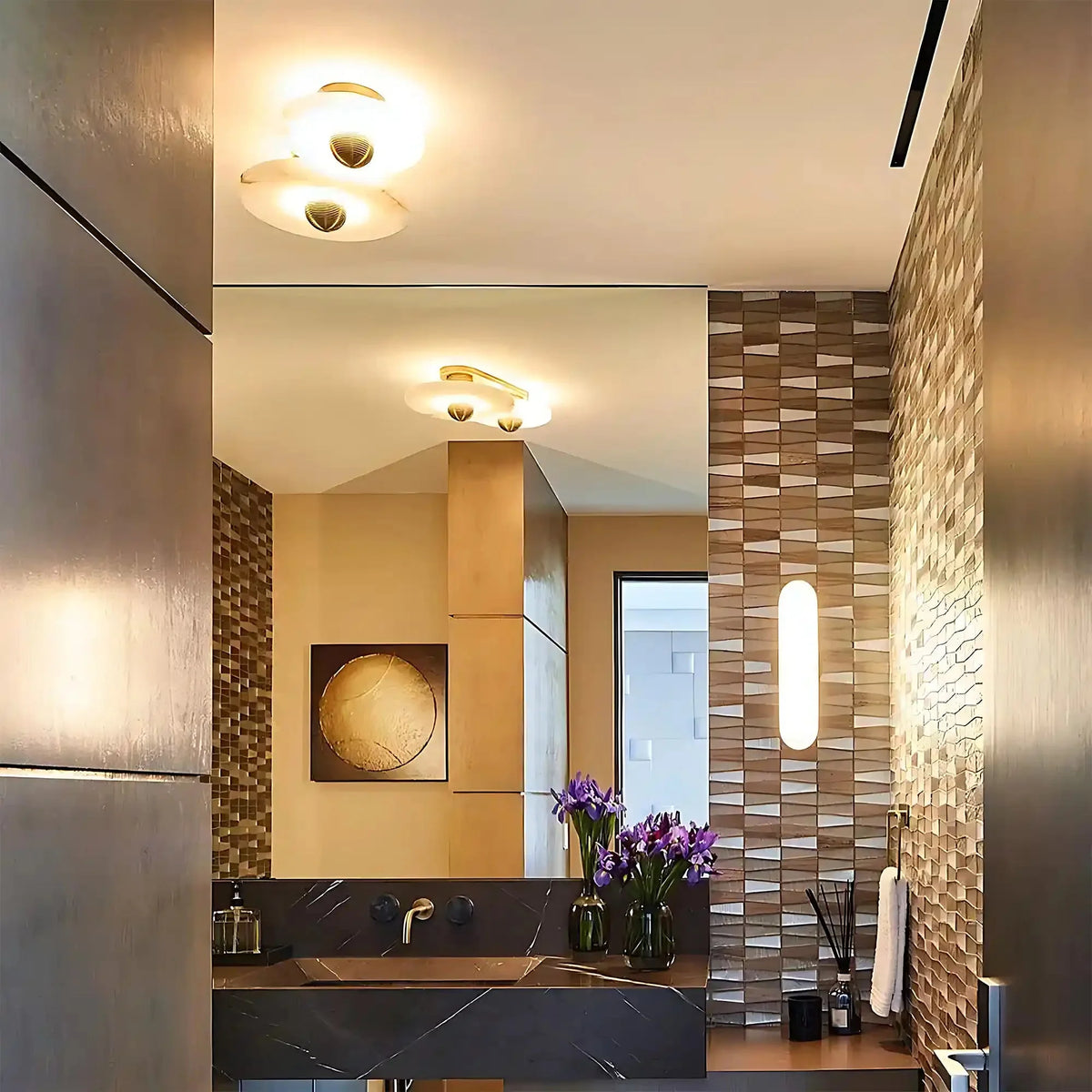 Median Alabaster Flush mount - 2 Surface - Bronzecasivra