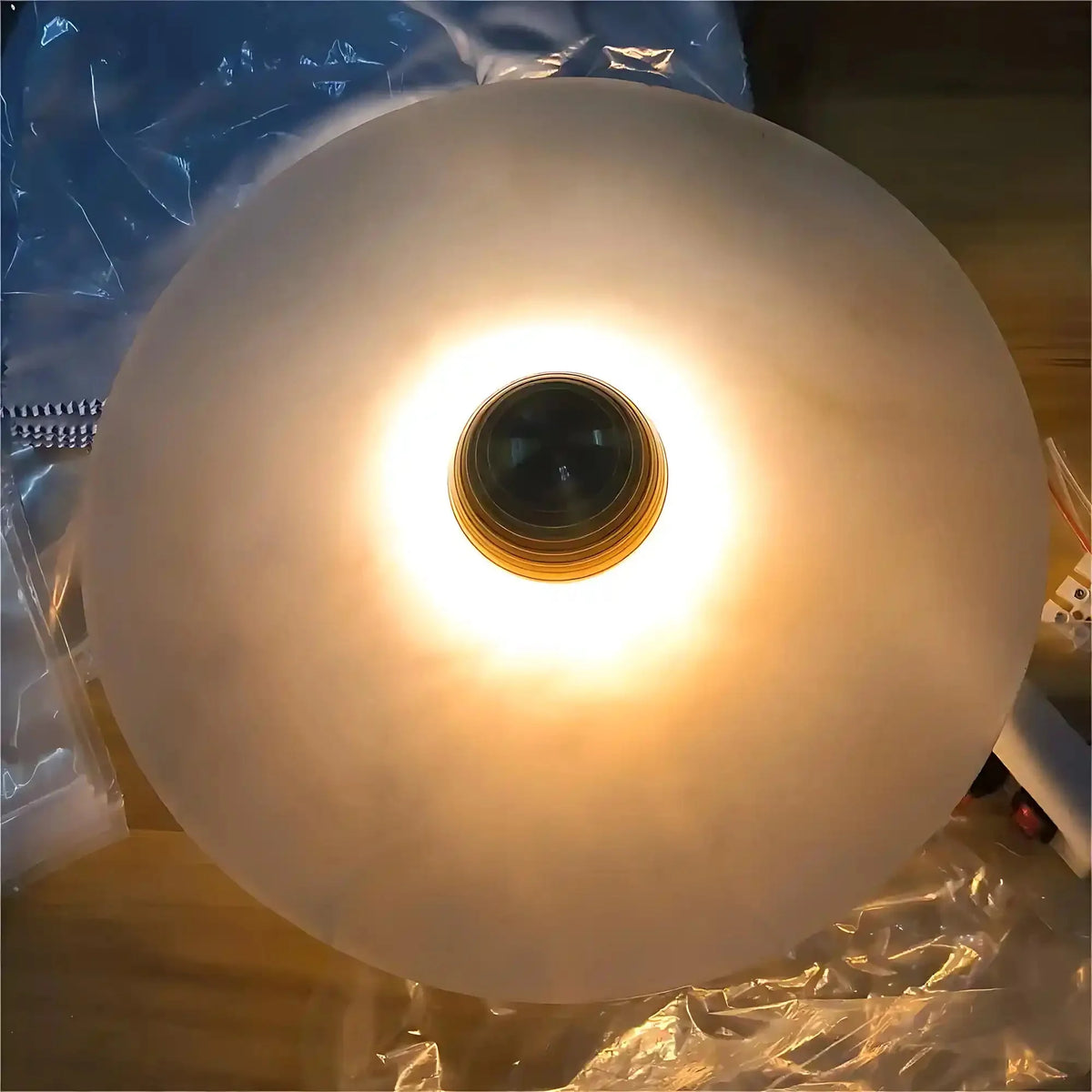 Median Alabaster Flush mount Wall Sconce - Bronze11''Dcasivra