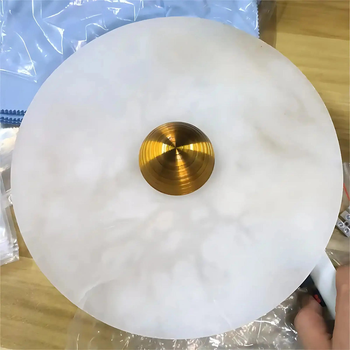 Median Alabaster Flush mount Wall Sconce - Bronze11''Dcasivra