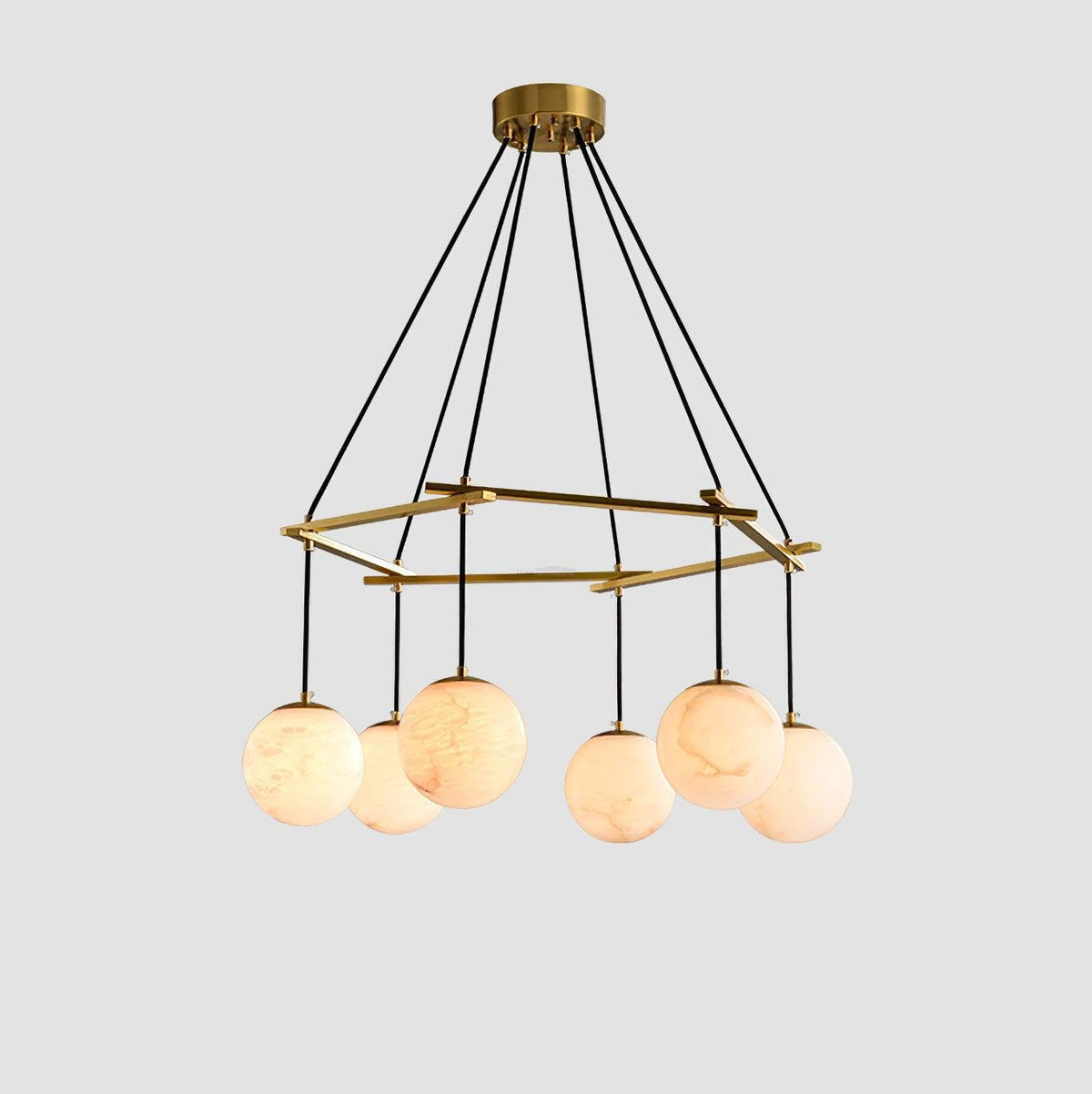 Miira Alabaster Chandelier with 3/6/8 heads - 6 heads 29.5" x H 59"/ Dia 75cm x H 150cmBrass & White Alabastercasivra