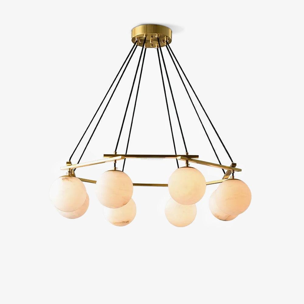 Miira Alabaster Chandelier with 3/6/8 heads - 3 heads 21.6" x H 59"/ Dia 55cm x H 150cmBrass & White Alabastercasivra