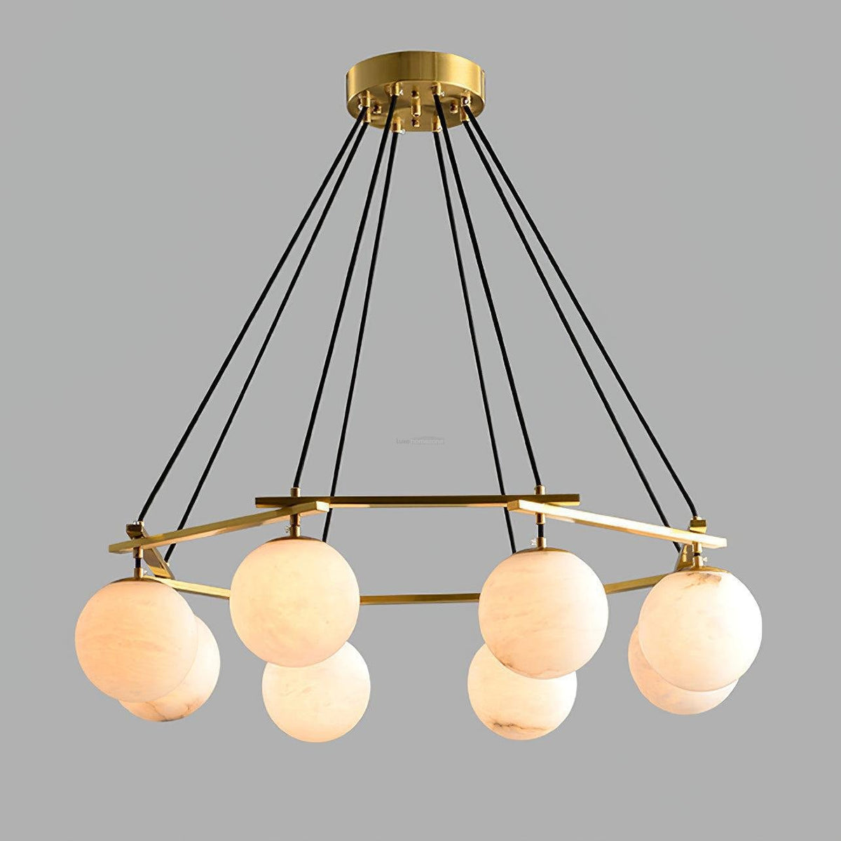 Miira Alabaster Chandelier with 3/6/8 heads - 3 heads 21.6" x H 59"/ Dia 55cm x H 150cmBrass & White Alabastercasivra