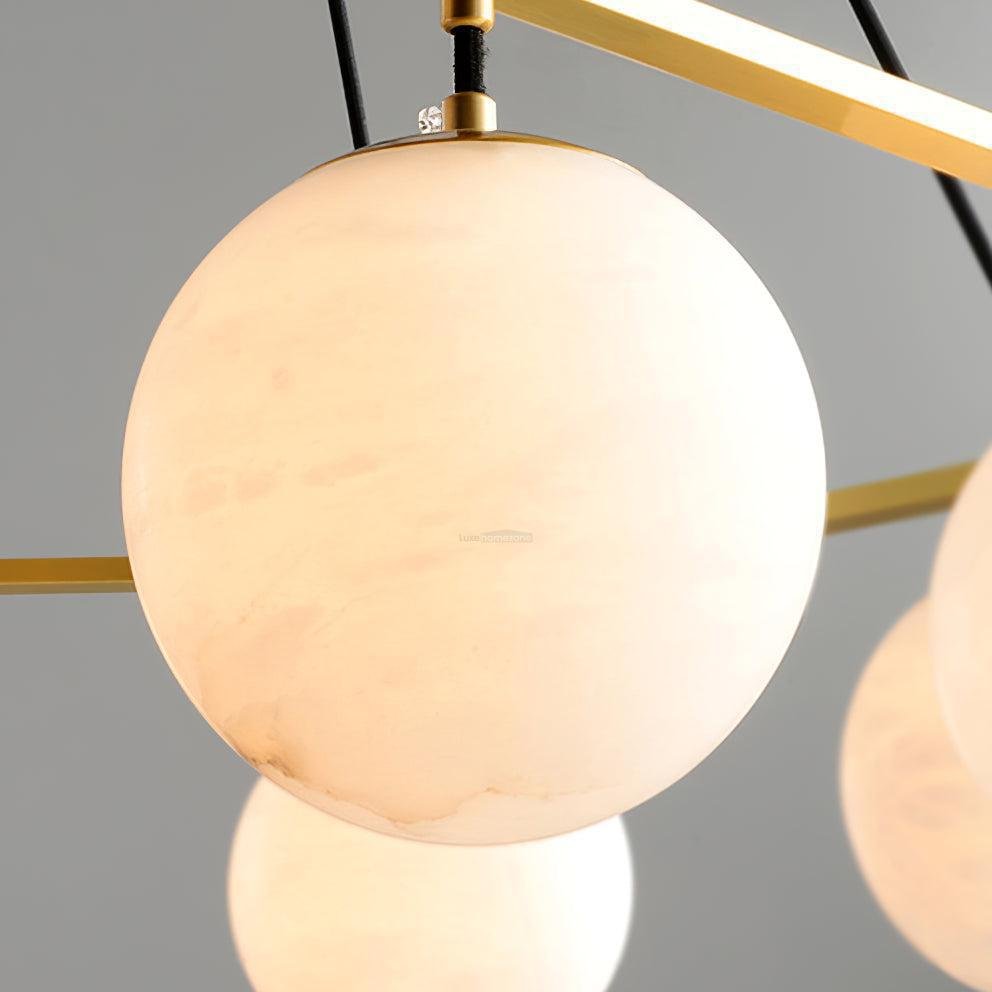Miira Alabaster Chandelier with 3/6/8 heads - 3 heads 21.6" x H 59"/ Dia 55cm x H 150cmBrass & White Alabastercasivra