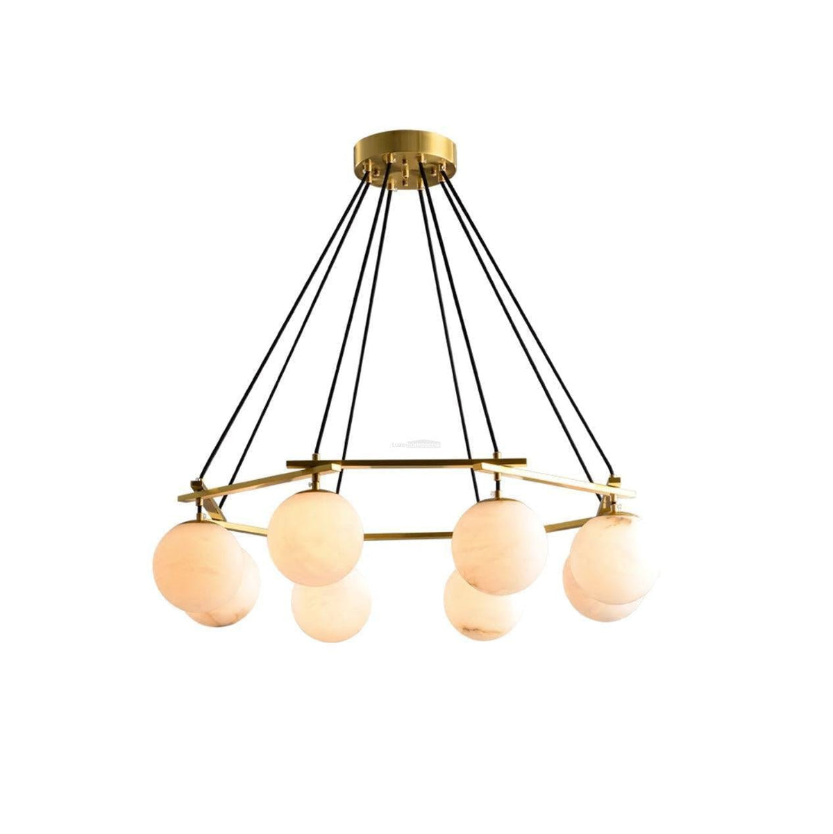 Miira Alabaster Chandelier with 3/6/8 heads - 3 heads 21.6" x H 59"/ Dia 55cm x H 150cmBrass & White Alabastercasivra