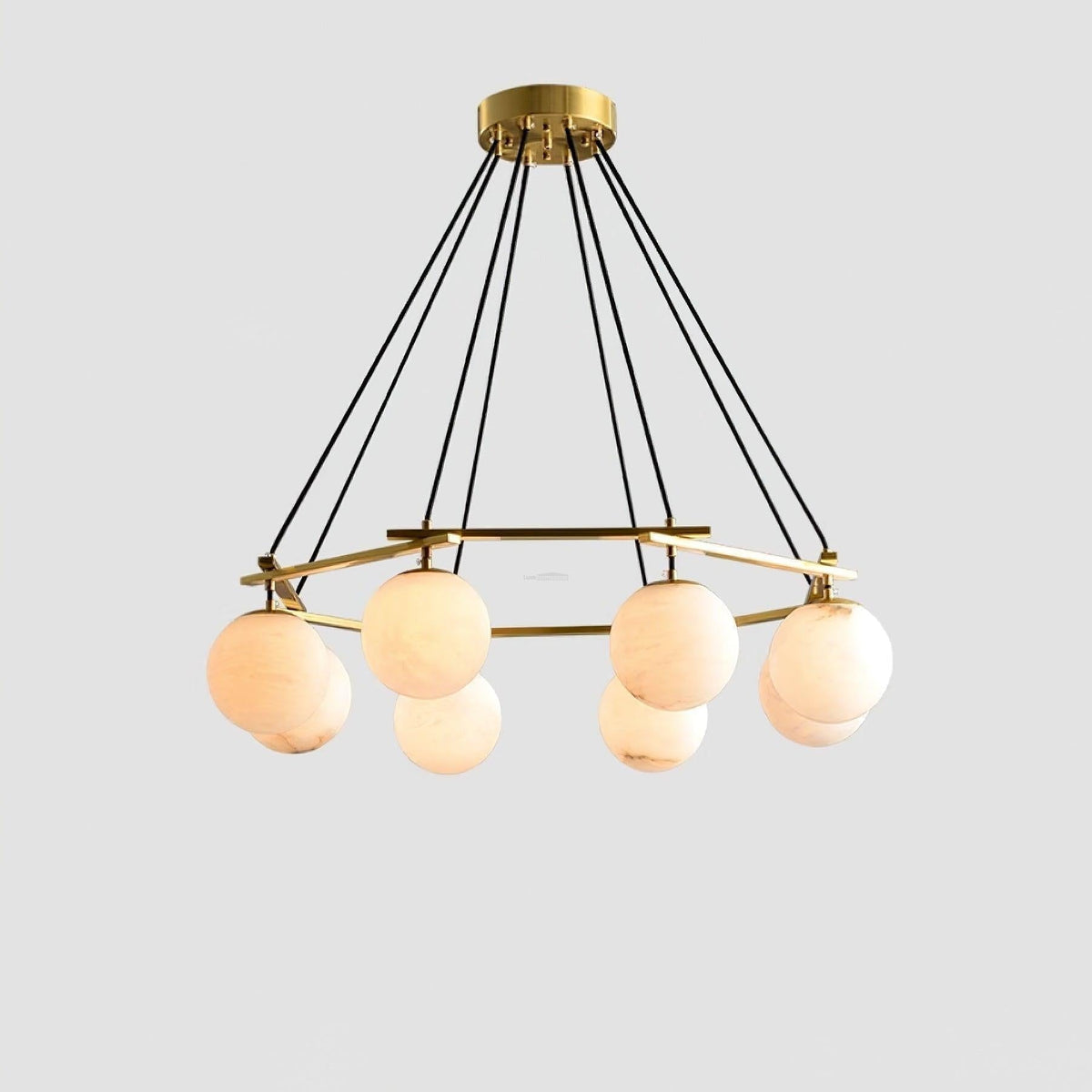Miira Alabaster Chandelier with 3/6/8 heads - 8 heads 34.6" x H 59"/ Dia 88cm x H 150cmBrass & White Alabastercasivra