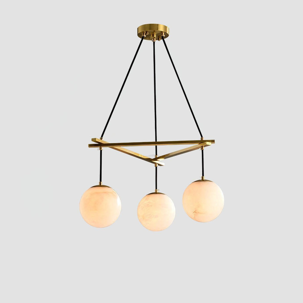 Miira Alabaster Chandelier with 3/6/8 heads - 3 heads 21.6" x H 59"/ Dia 55cm x H 150cmBrass & White Alabastercasivra