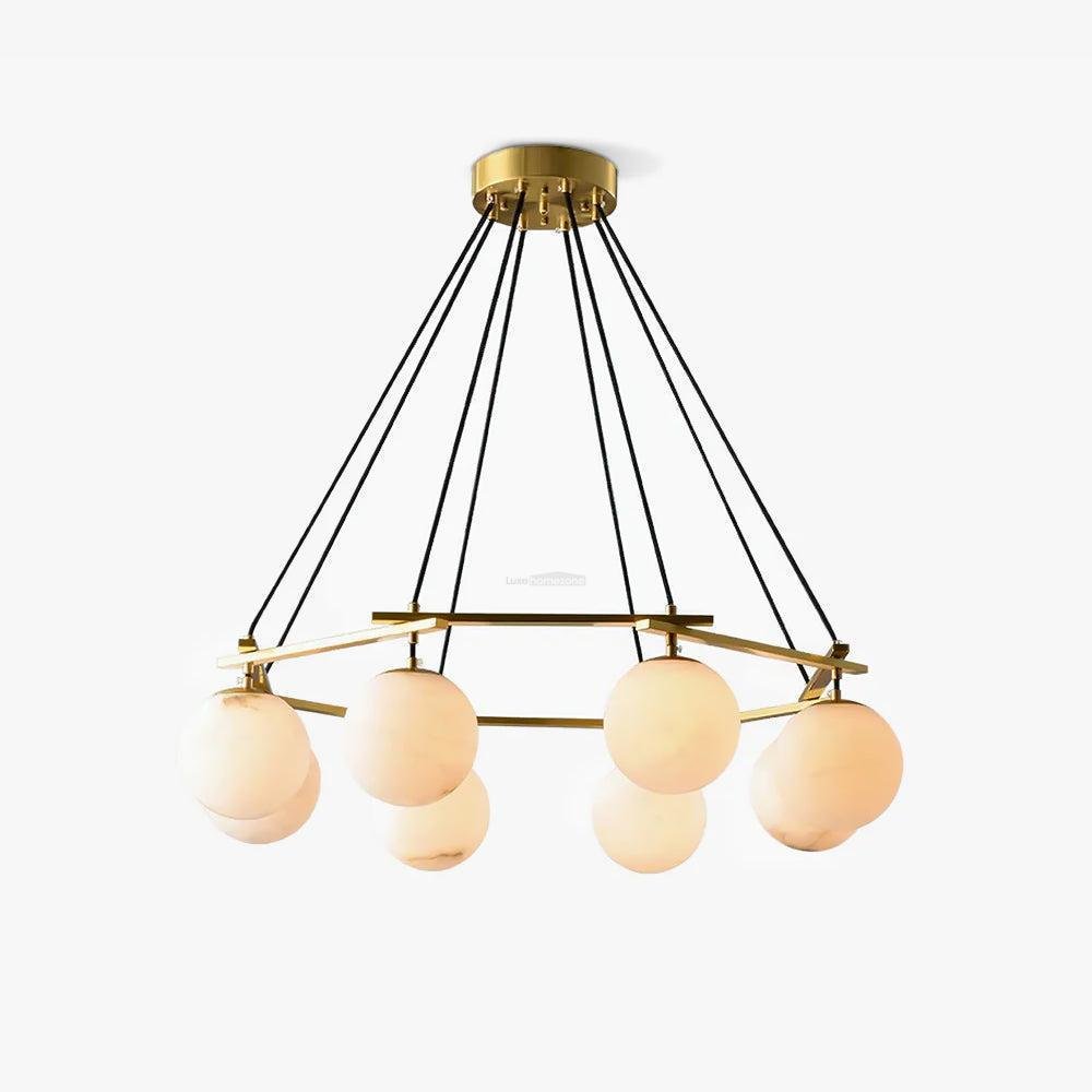 Miira Alabaster Chandelier with 3/6/8 heads - 3 heads 21.6" x H 59"/ Dia 55cm x H 150cmBrass & White Alabastercasivra