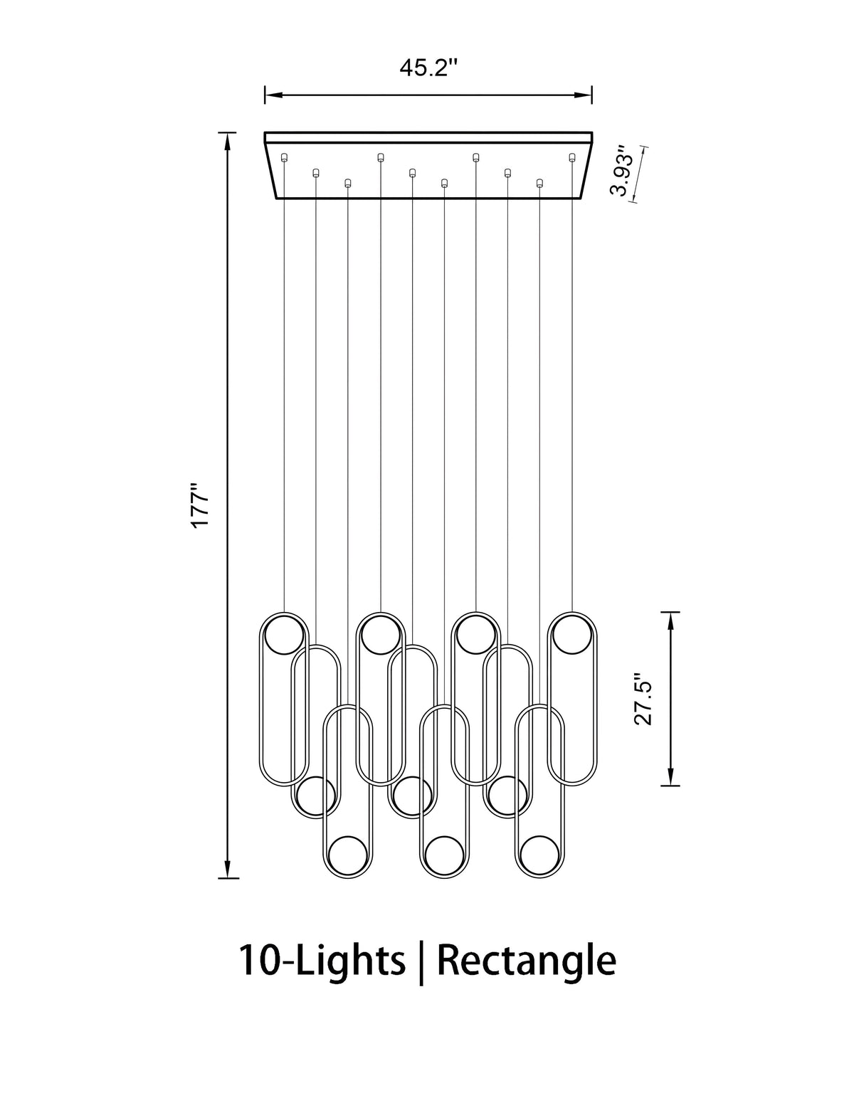 Mila Chandelier-Lighting-casivra-Rectangle-10 Lights ( L 45.2"× W 3.93" × H 177" )-Black-casivra