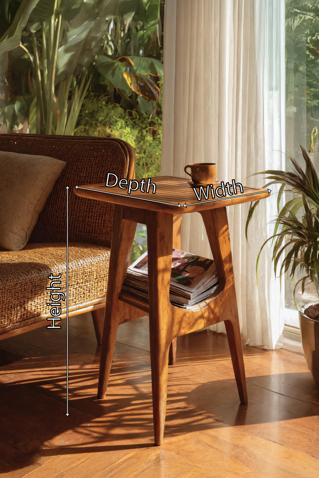 Modern Handcrafted Wooden Side Table For Bedroom Furniture Decor