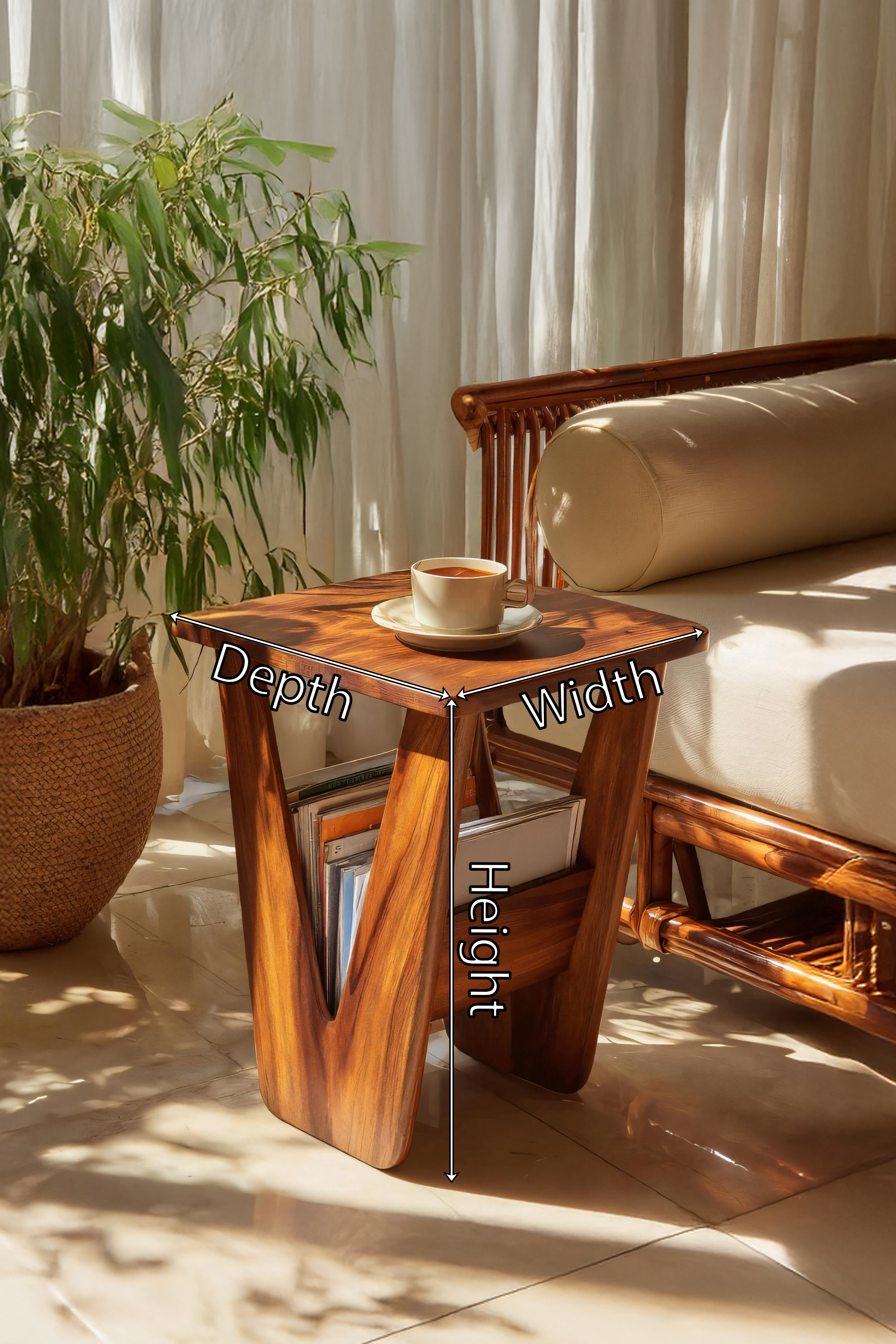 Handcrafted Solid Wood Side Table For Entryway And Living Room Decor
