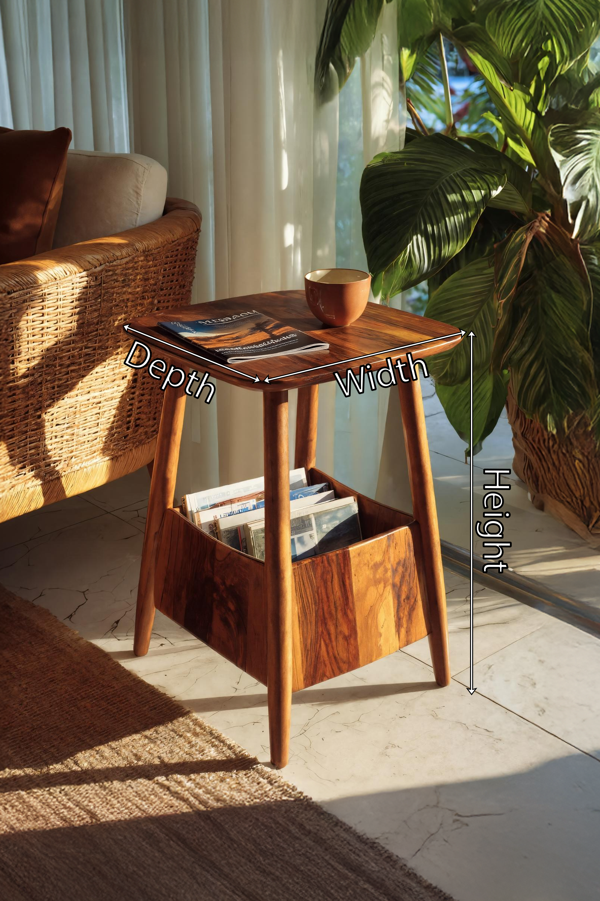 Handcrafted Wooden Side Table For Living Room And Furniture Decor