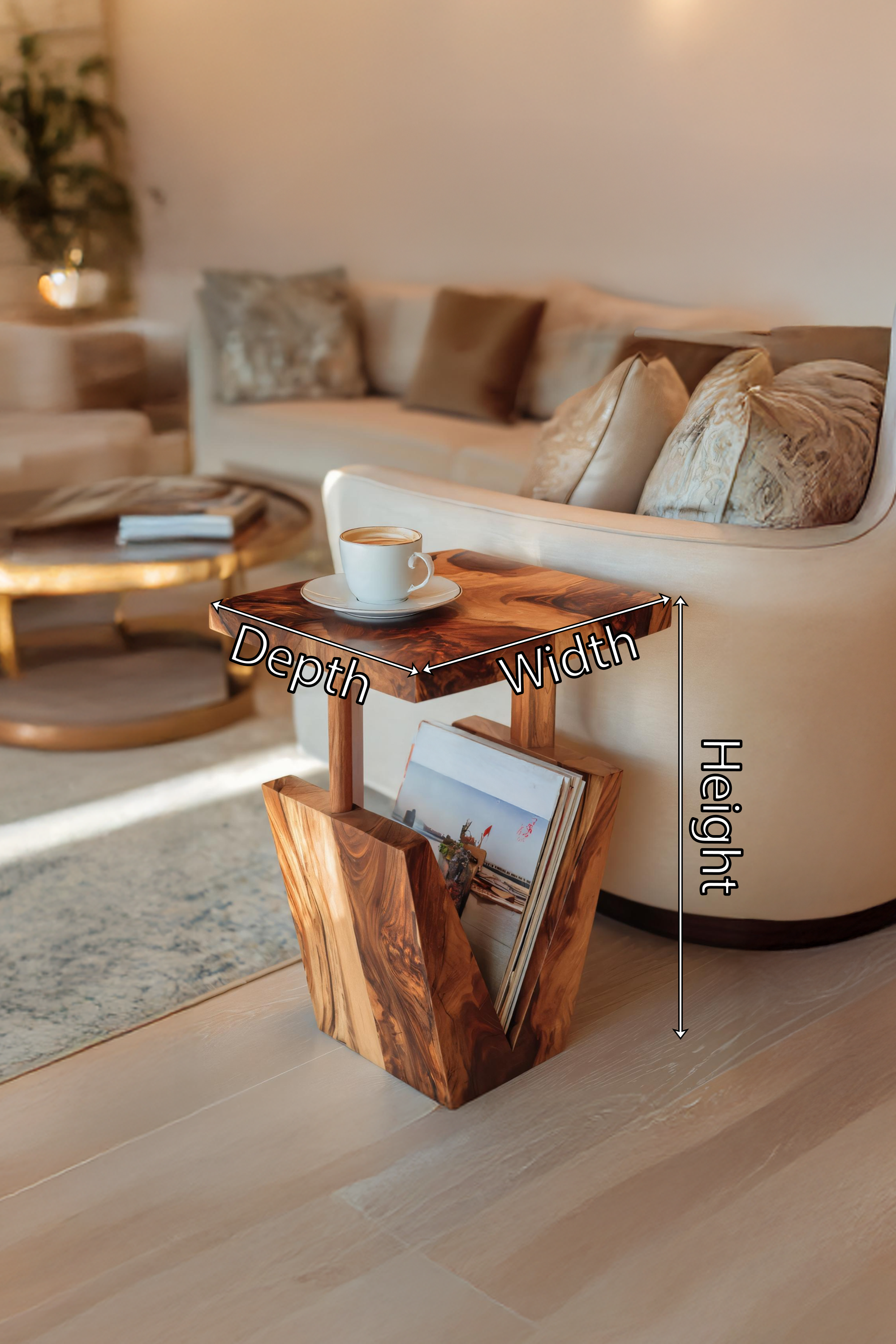 Modern Solid Wood Side Table For Living Room Furniture Decor