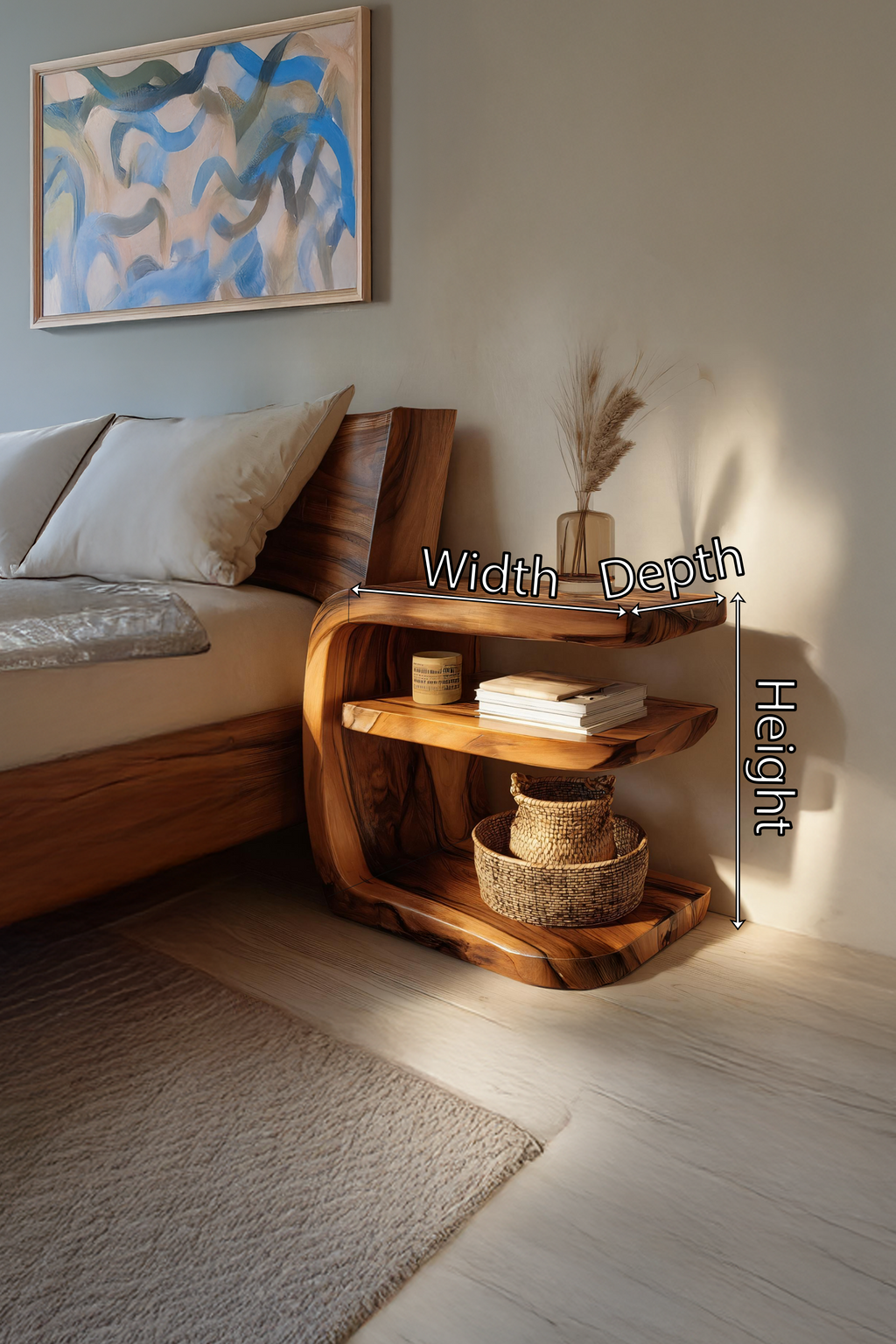 Modern Handcrafted Solid Wood Side Table For Furniture Decor