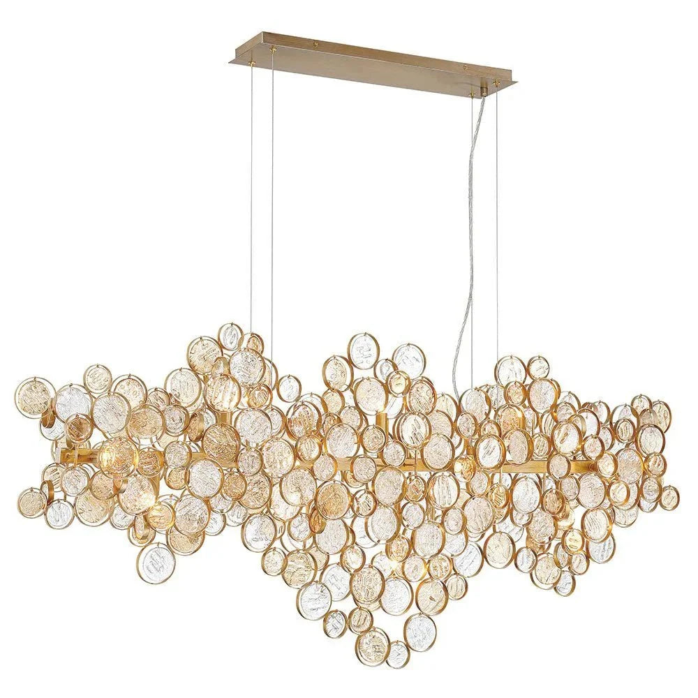 Mirella Trento Clustered Glass Linear Chandelier - 55.8”Goldcasivra