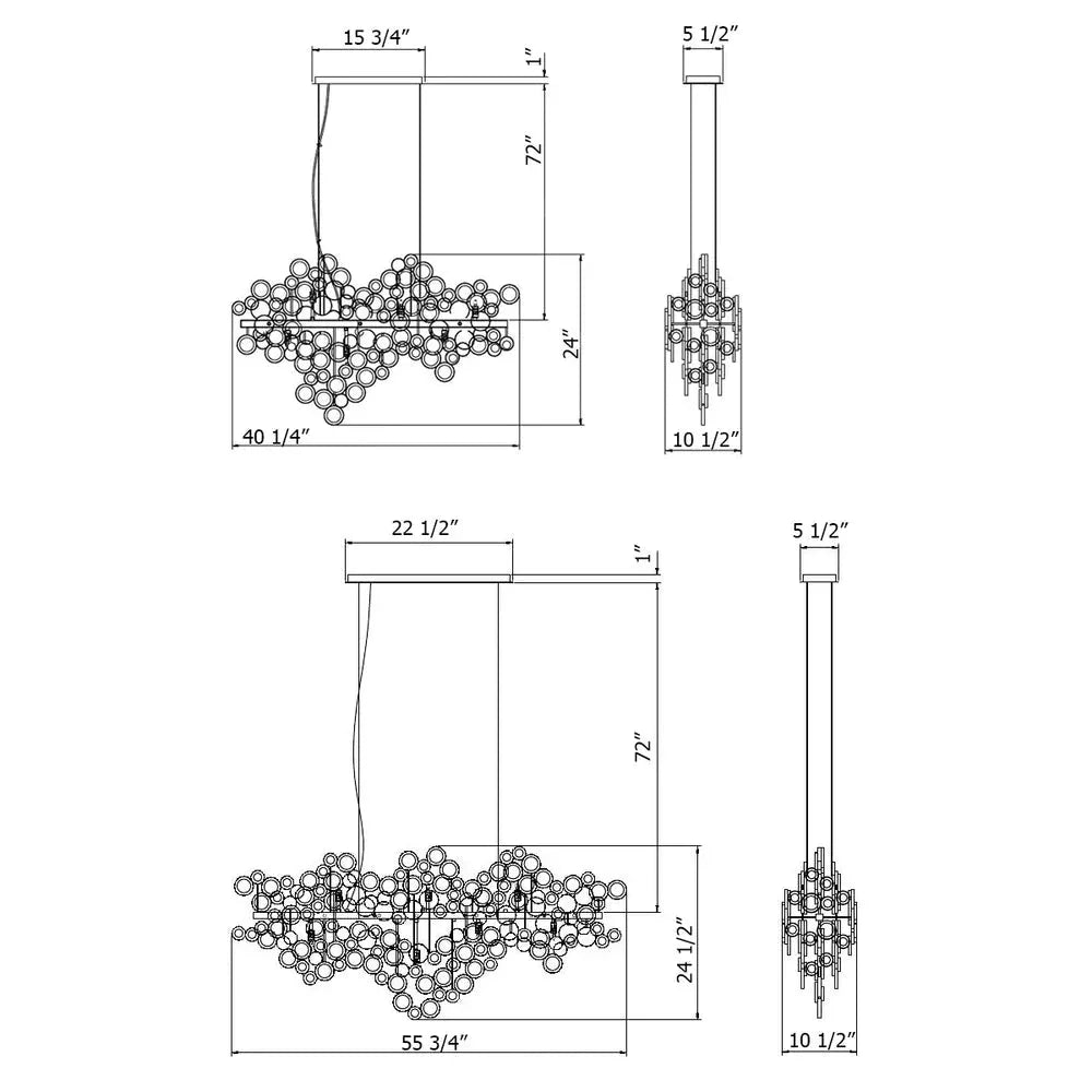 Mirella Trento Clustered Glass Linear Chandelier - 40.3”Goldcasivra