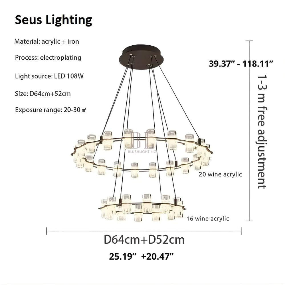 Misty 2 - Layer Ring Modern Retro Chandelier - 32 Lightscasivra