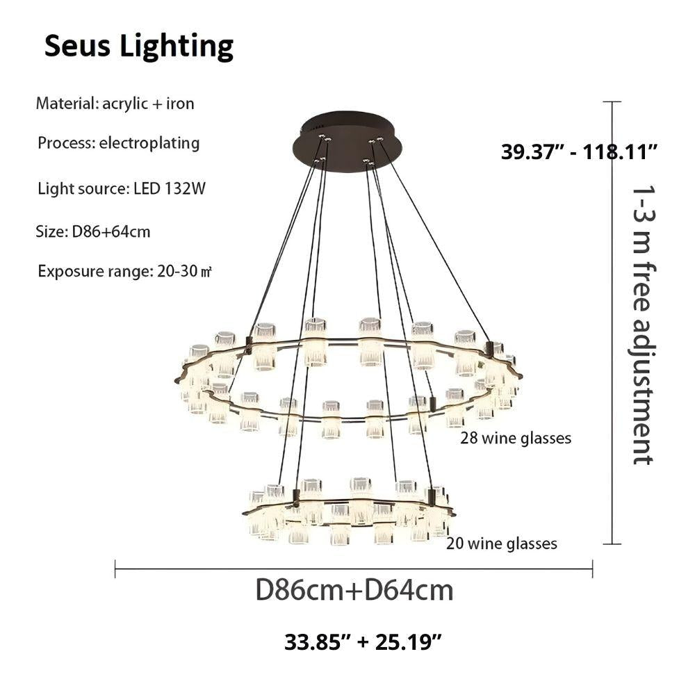 Misty 2 - Layer Ring Modern Retro Chandelier - 32 Lightscasivra