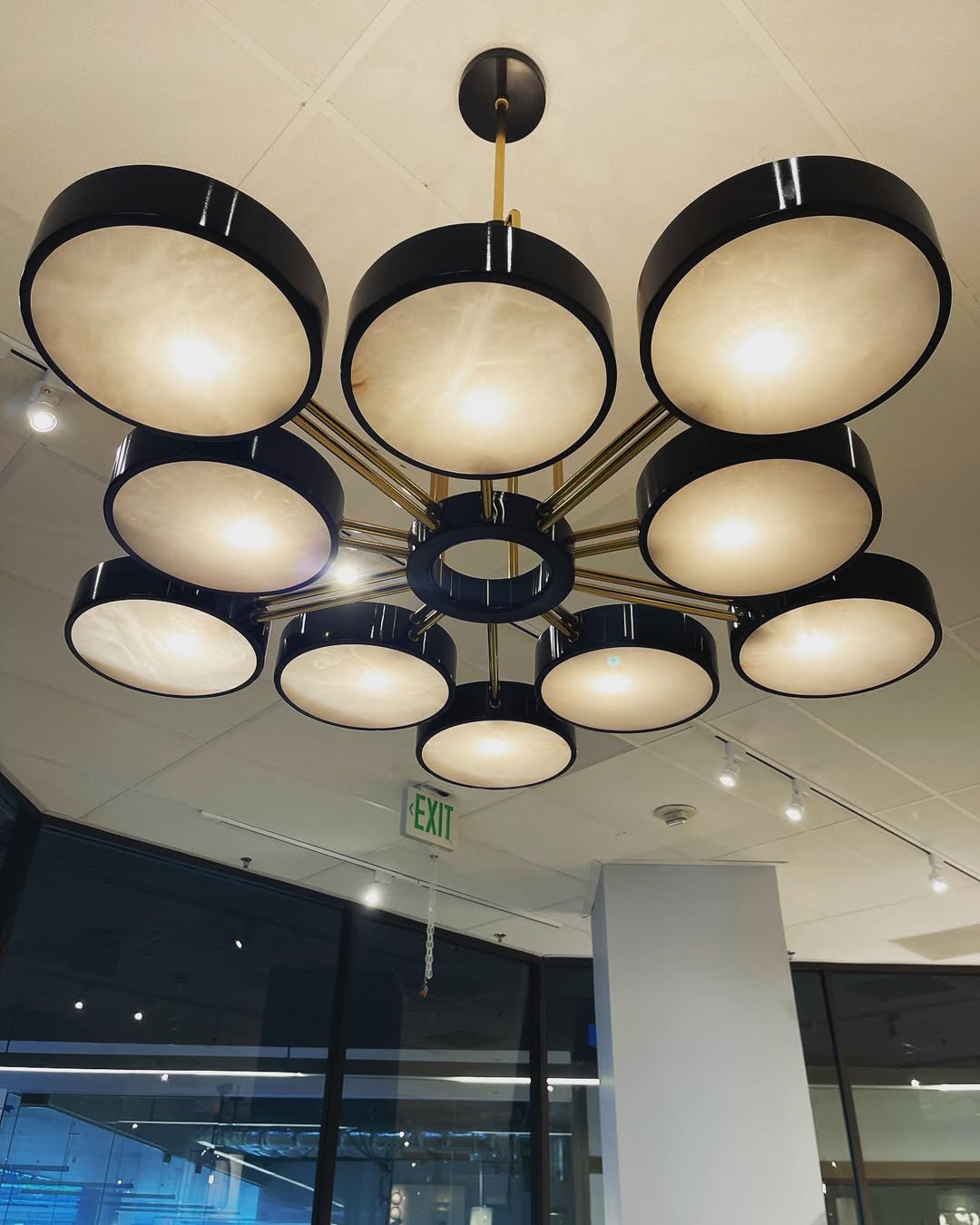 Modern 10-Light Round Alabaster Cluster Chandelier for Low-ceiling - D44"*H42"(D111.76cm*H106.68cm)Warm Lightcasivra