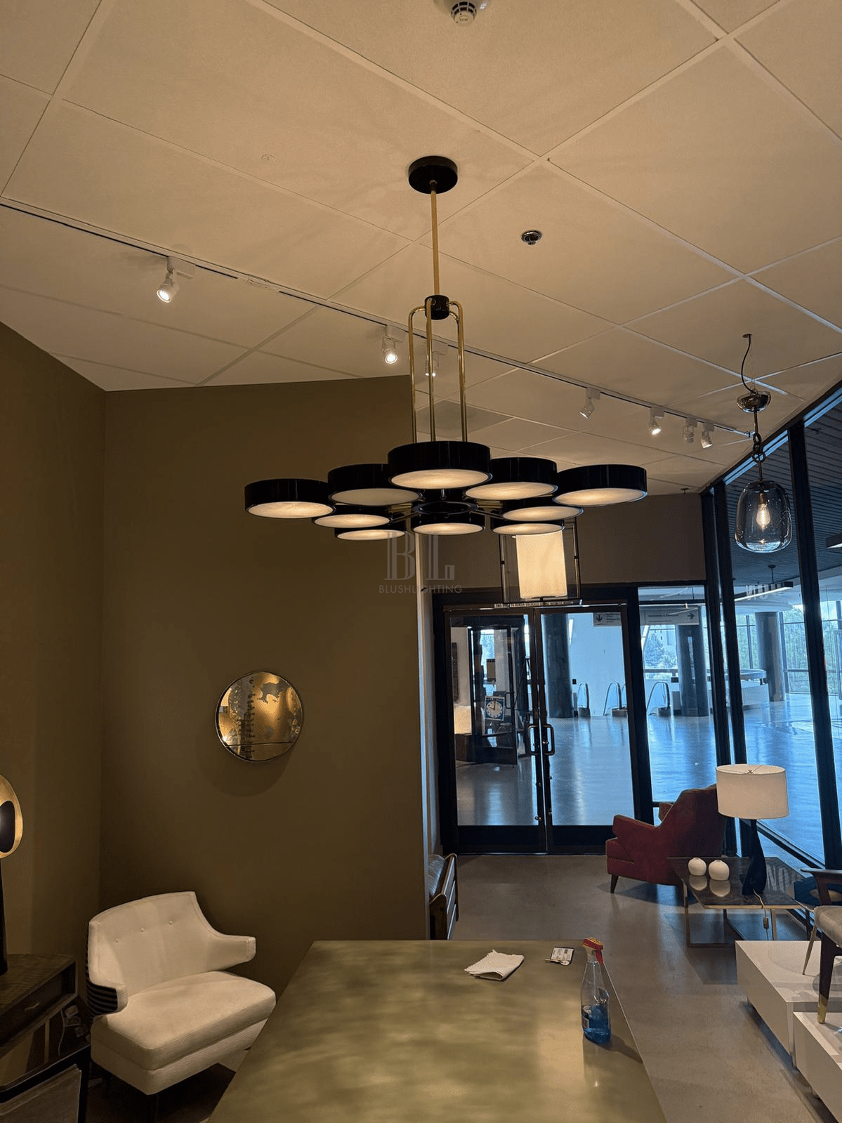 Modern 10-Light Round Alabaster Cluster Chandelier for Low-ceiling - D44"*H42"(D111.76cm*H106.68cm)Warm Lightcasivra