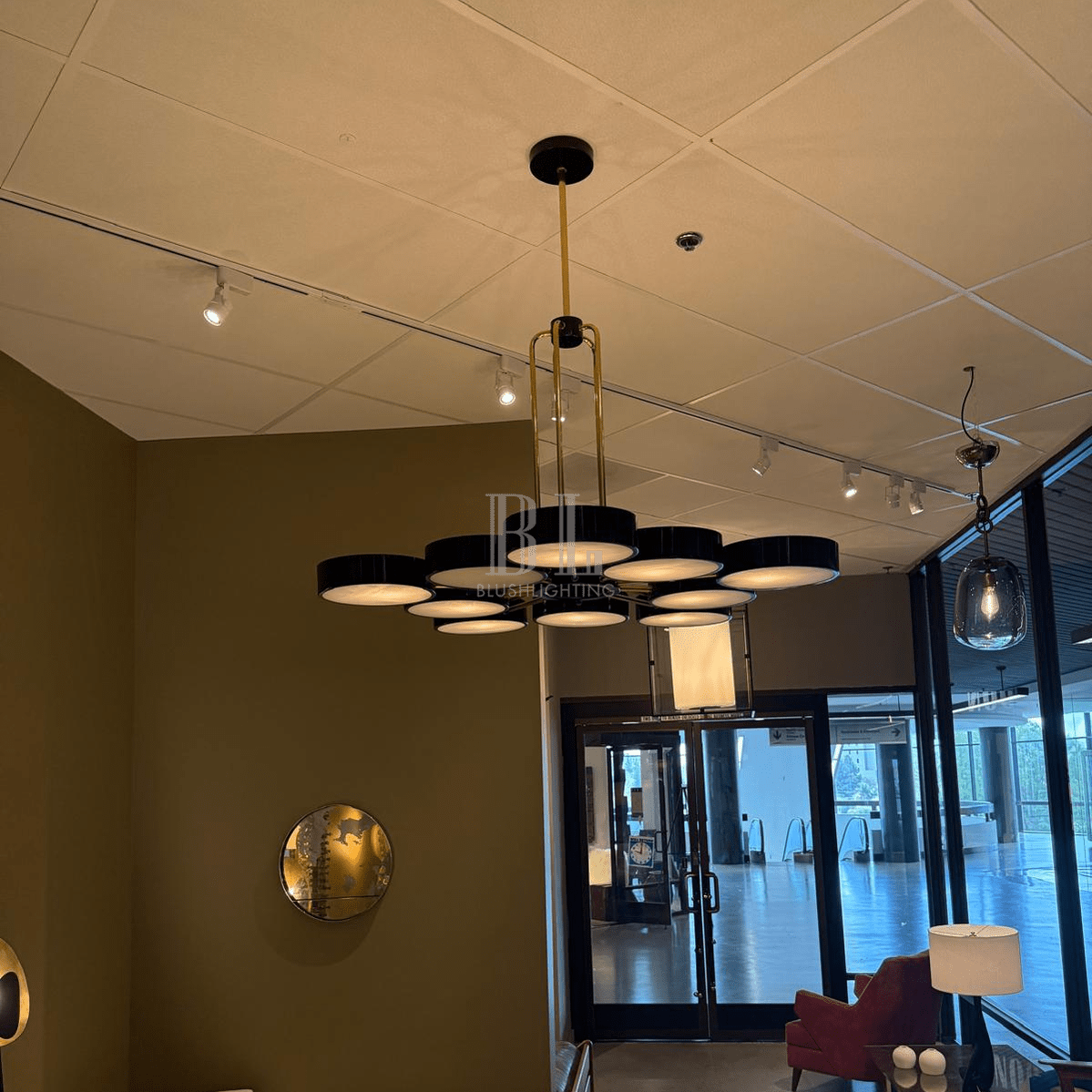 Modern 10-Light Round Alabaster Cluster Chandelier for Low-ceiling - D44"*H42"(D111.76cm*H106.68cm)Warm Lightcasivra