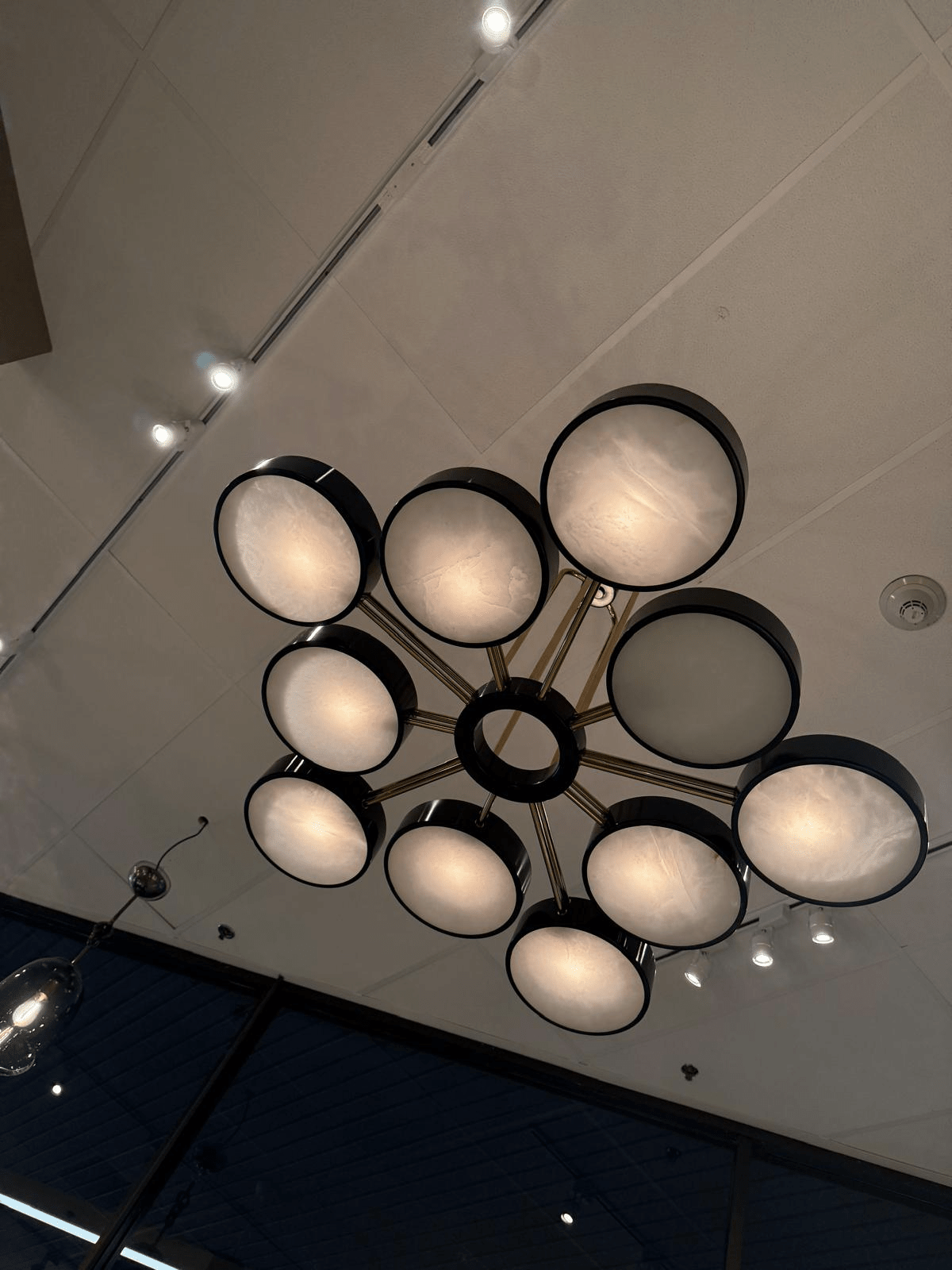 Modern 10-Light Round Alabaster Cluster Chandelier for Low-ceiling - D44"*H42"(D111.76cm*H106.68cm)Warm Lightcasivra