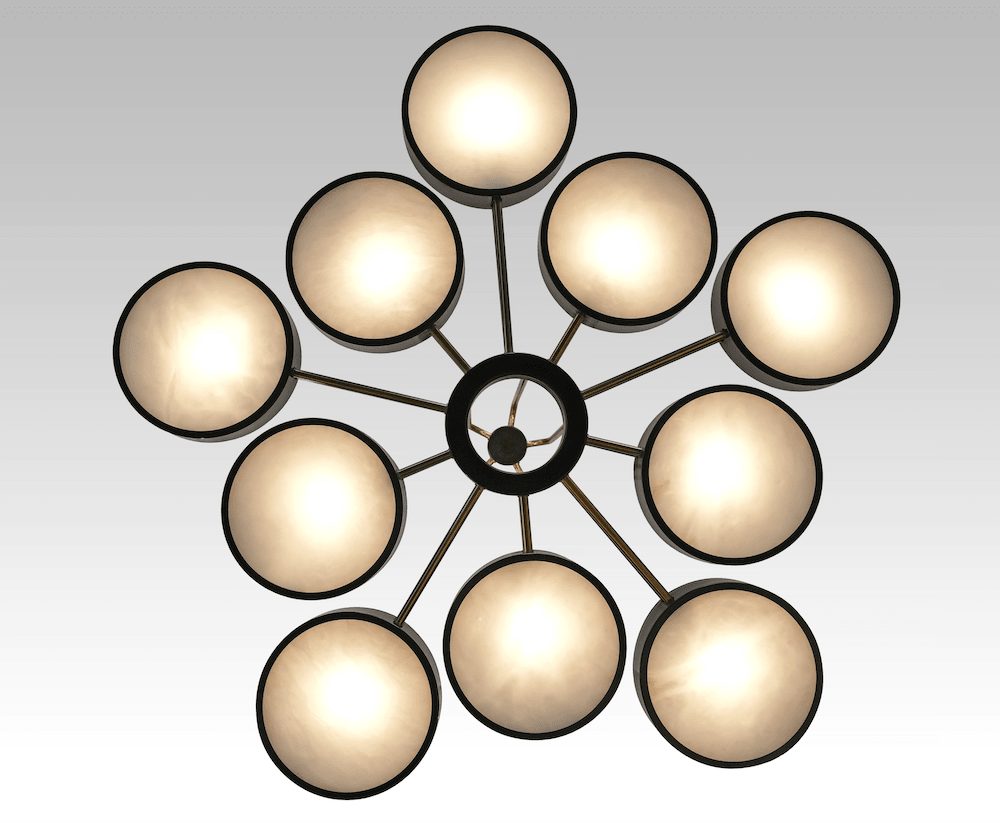 Modern 10-Light Round Alabaster Cluster Chandelier for Low-ceiling - D44"*H42"(D111.76cm*H106.68cm)Warm Lightcasivra