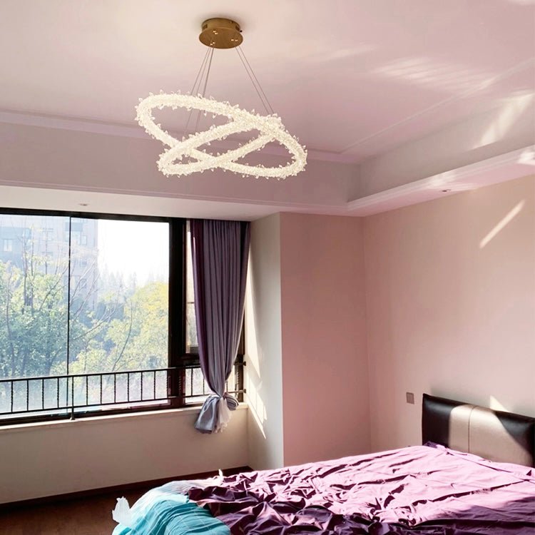 Modern 3 - Ring Halo Crystal Chandelier for Living Room/Bedroom - 1 Ring/D19.7"*H118.1"Warm Lightcasivra