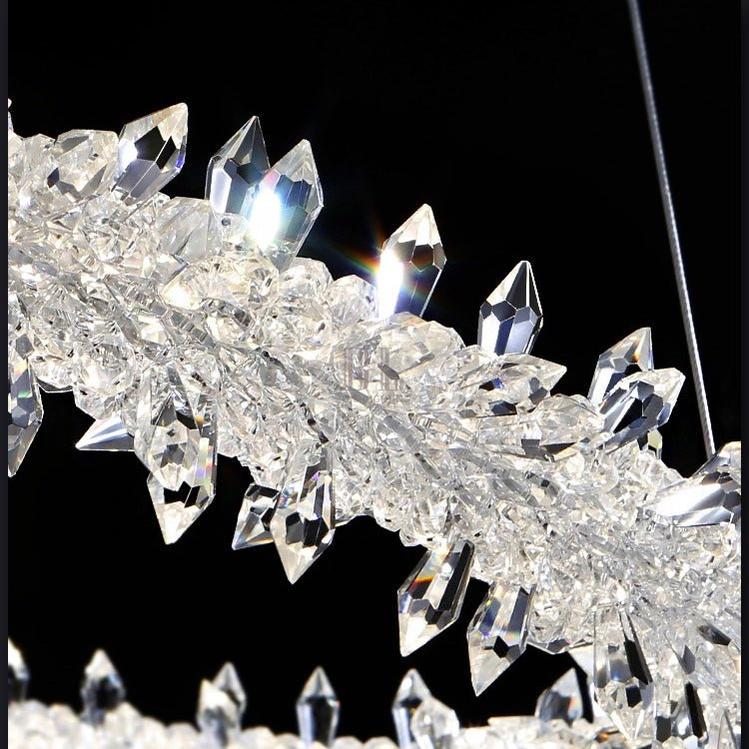 Modern 3 - Ring Halo Crystal Chandelier for Living Room/Bedroom - 1 Ring/D19.7"*H118.1"Warm Lightcasivra