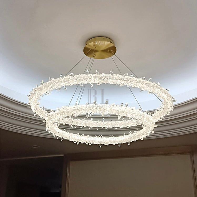 Modern 3 - Ring Halo Crystal Chandelier for Living Room/Bedroom - 1 Ring/D19.7"*H118.1"Warm Lightcasivra