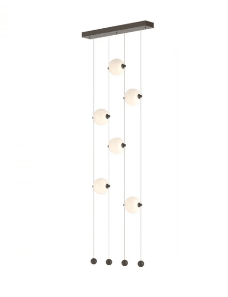 Modern 6 - Light Vertical Glass Globe Ceiling Chandelier - L27.5"*W4.5"*H220"(69.85cm*W11.43cm*H558.8cm)Warm Lightcasivra