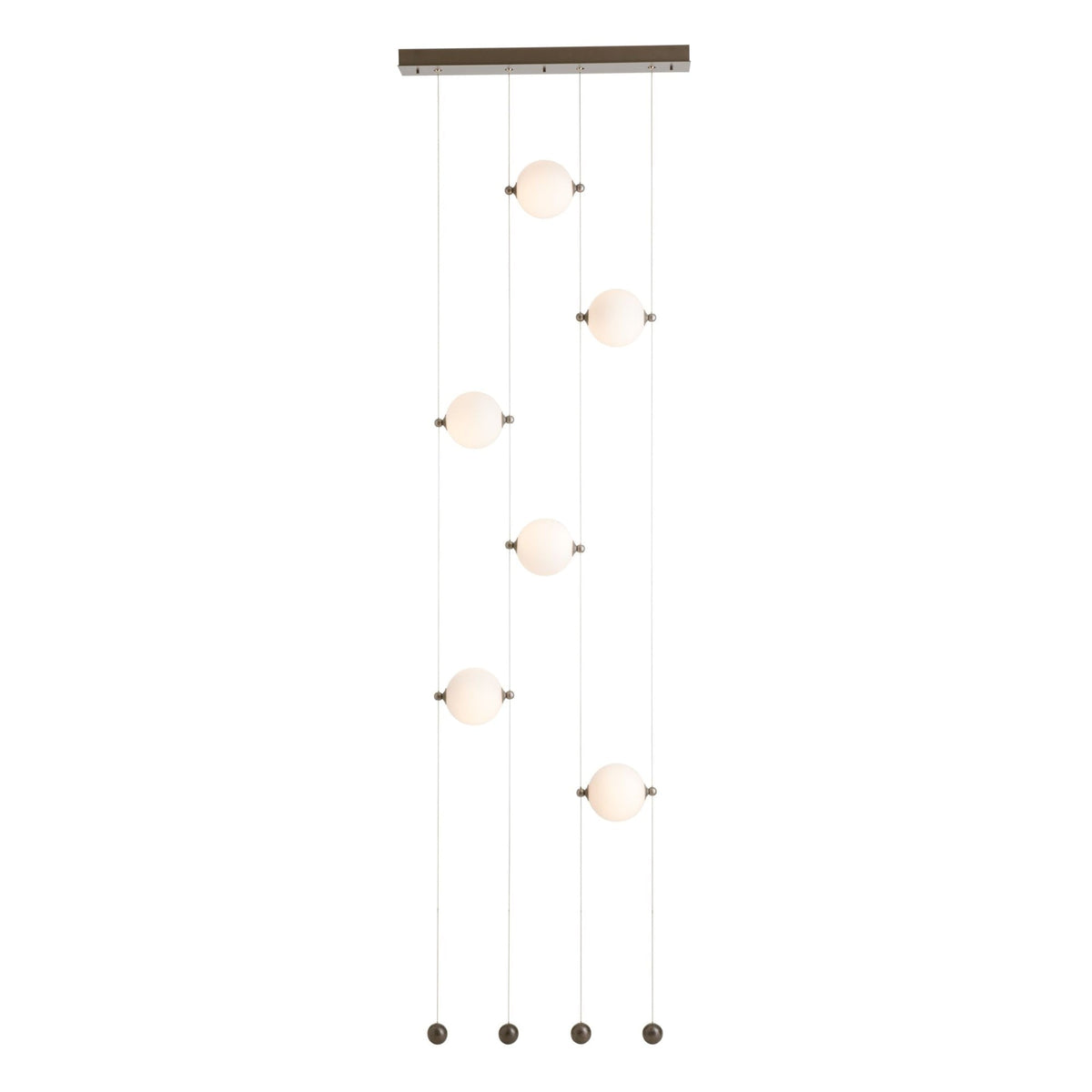 Modern 6 - Light Vertical Glass Globe Ceiling Chandelier - L27.5"*W4.5"*H220"(69.85cm*W11.43cm*H558.8cm)Warm Lightcasivra