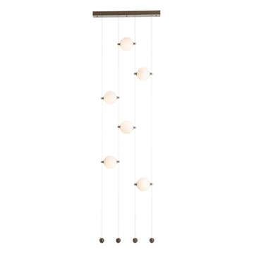 Modern 6 - Light Vertical Glass Globe Ceiling Chandelier - L27.5"*W4.5"*H220"(69.85cm*W11.43cm*H558.8cm)Warm Lightcasivra