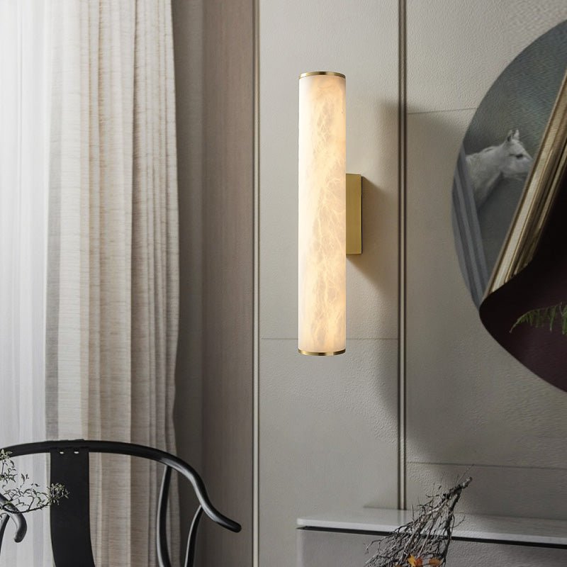 Modern Alabaster Bathroom Sconce - LargeBrasscasivra