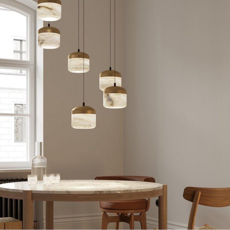 Modern Alabaster Pendant Lamp For Staircase, Kitchen Pendant Light - 6 Lightscasivra