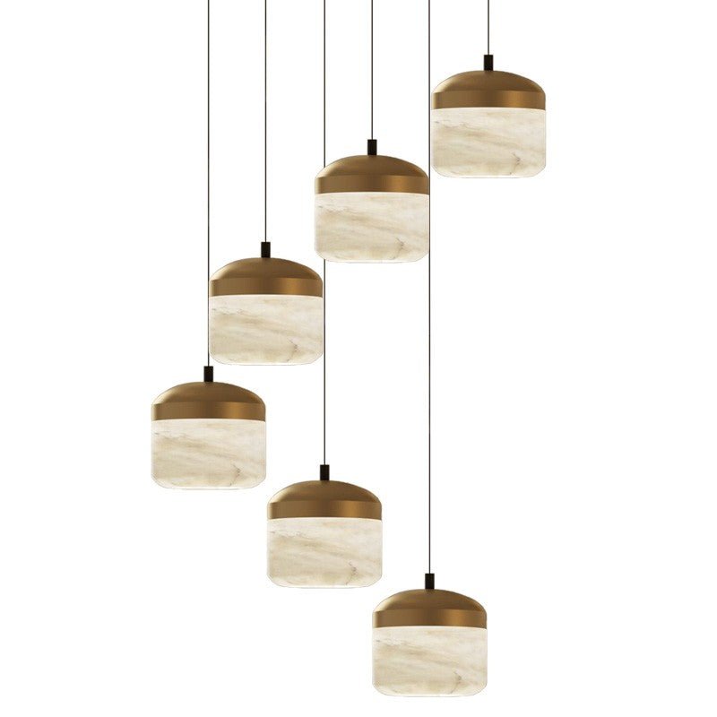 Modern Alabaster Pendant Lamp For Staircase, Kitchen Pendant Light - 6 Lightscasivra