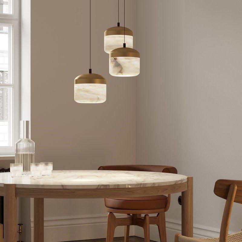 Modern Alabaster Pendant Lamp For Staircase, Kitchen Pendant Light - 3 Lightscasivra
