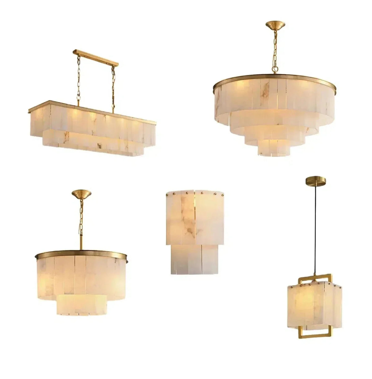 Modern Alabaster Tiered Chandelier - Copper+WhiteDia 100cm x H 77cm / D 39.4 x H 30.3casivra