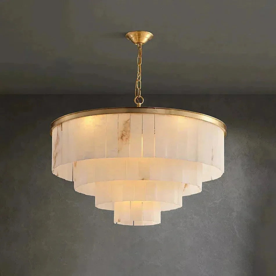 Modern Alabaster Tiered Chandelier - Copper+WhiteDia 80cm x H 70cm / D 31.5 x H 27.6casivra