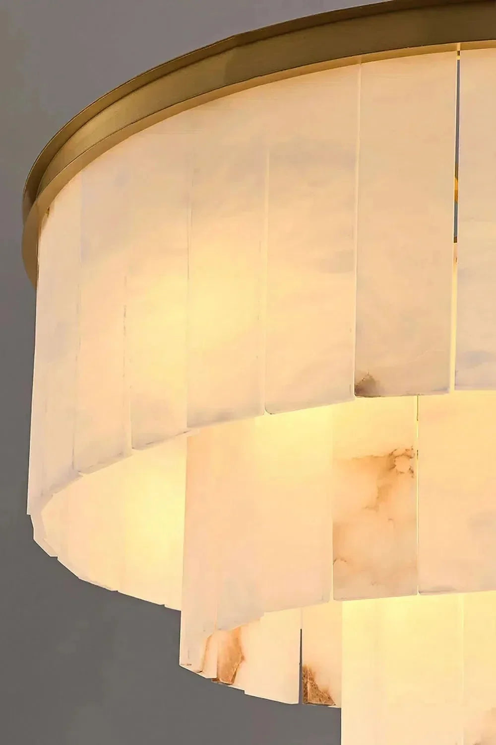 Modern Alabaster Tiered Chandelier - Copper+WhiteDia 100cm x H 77cm / D 39.4 x H 30.3casivra