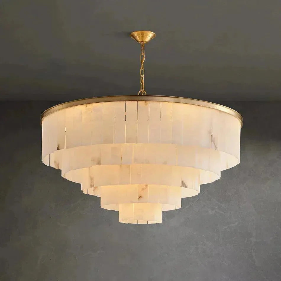 Modern Alabaster Tiered Chandelier - Copper+WhiteDia 100cm x H 77cm / D 39.4 x H 30.3casivra