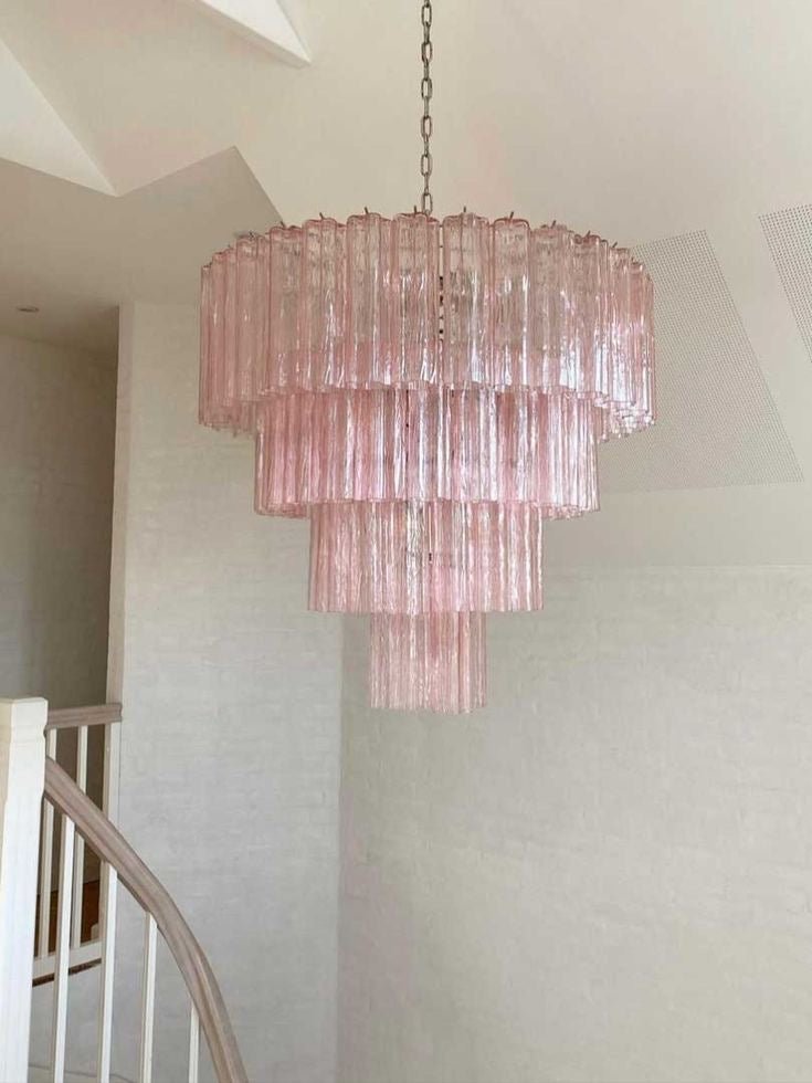 Modern Art Design 3/4/5/7 - Tier Hand - blown Glass Tiered Chandelier - 4 - Tier/D33.5"*H35"PinkWarm Lightcasivra
