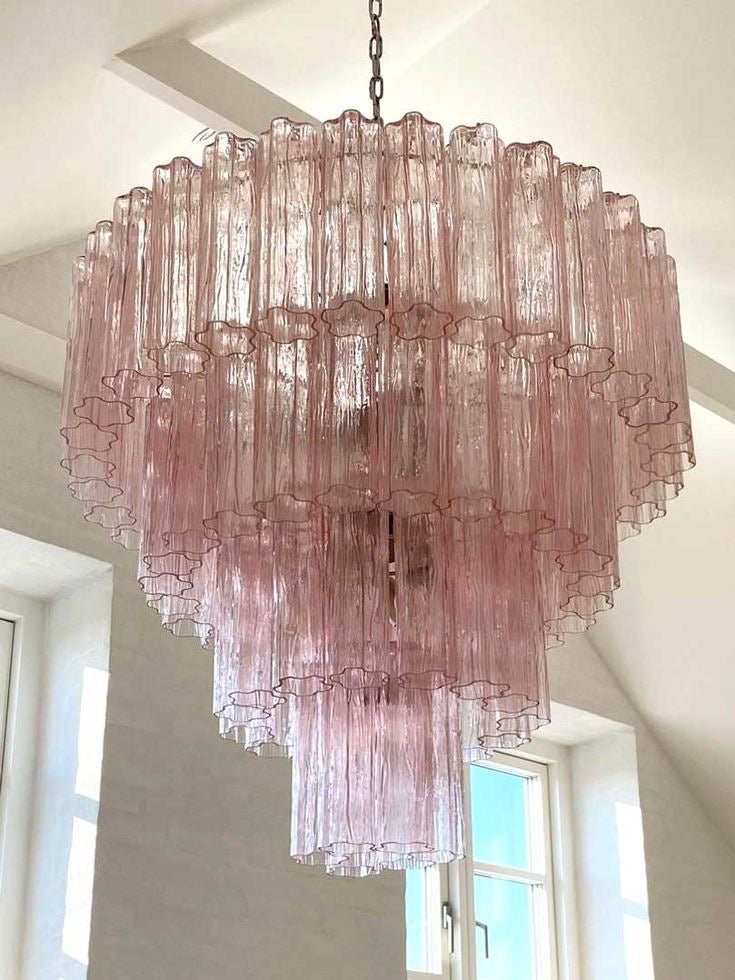 Modern Art Design 3/4/5/7 - Tier Hand - blown Glass Tiered Chandelier - 4 - Tier/D33.5"*H35"PinkWarm Lightcasivra