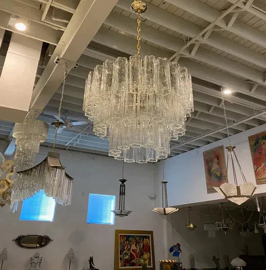 Modern Art Design 3/4/5/7 - Tier Hand - blown Glass Tiered Chandelier - 5 - Tier/D29.88"*H31.5"ClearWarm Lightcasivra