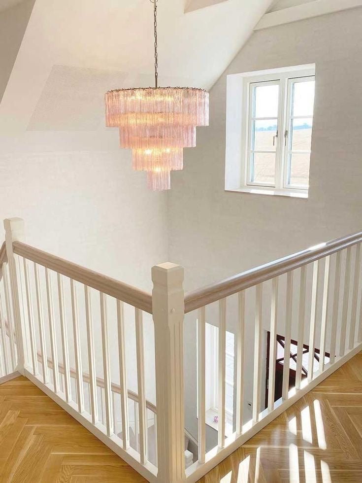 Modern Art Design 3/4/5/7 - Tier Hand - blown Glass Tiered Chandelier - 4 - Tier/D33.5"*H35"PinkWarm Lightcasivra