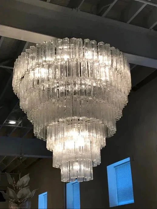 Modern Art Design 3/4/5/7 - Tier Hand - blown Glass Tiered Chandelier - 5 - Tier/D29.88"*H31.5"ClearWarm Lightcasivra
